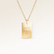 Collier carré personnalisé en or avec espace pour gravure de texte, coordonnées ou écriture manuscrite sur le devant et au dos