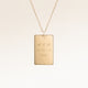 Collier carré personnalisé en or avec espace pour gravure de texte, coordonnées ou écriture manuscrite sur le devant et au dos