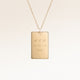 Collier carré personnalisé en or avec espace pour gravure de texte, coordonnées ou écriture manuscrite sur le devant et au dos