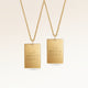 Friendship necklaces, pair of two square necklaces in gold with personalized engraving, from Mon Chou