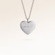 Collier cœur personnalisé en argent avec espace pour gravure de texte, coordonnées ou écriture manuscrite sur le devant et au dos