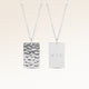 Personalized square silver necklace with rippled wave surface and space for engraving of text, coordinates or handwriting on the back