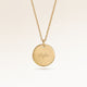 Collier rond personnalisé en or avec espace pour gravure de texte, coordonnées ou écriture manuscrite sur le devant et au dos