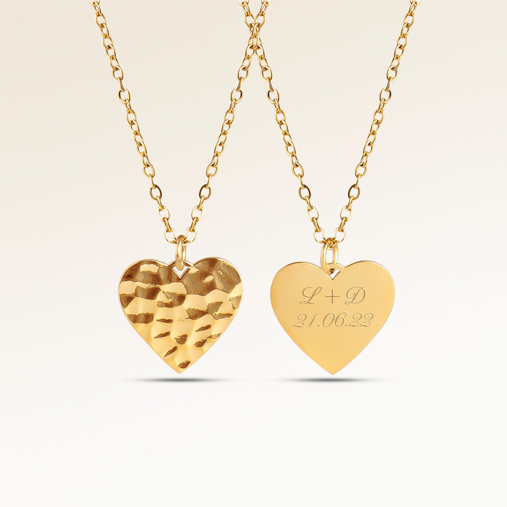 Collier Cœur Vagues de l’Océan – Gravure (Or)