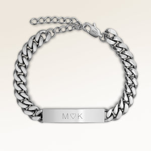 Bracelet barre personnalisé en argent avec espace pour gravure de texte ou écriture manuscrite