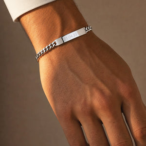 Bar Bracelet 8mm For Men - Engraving (Silver)