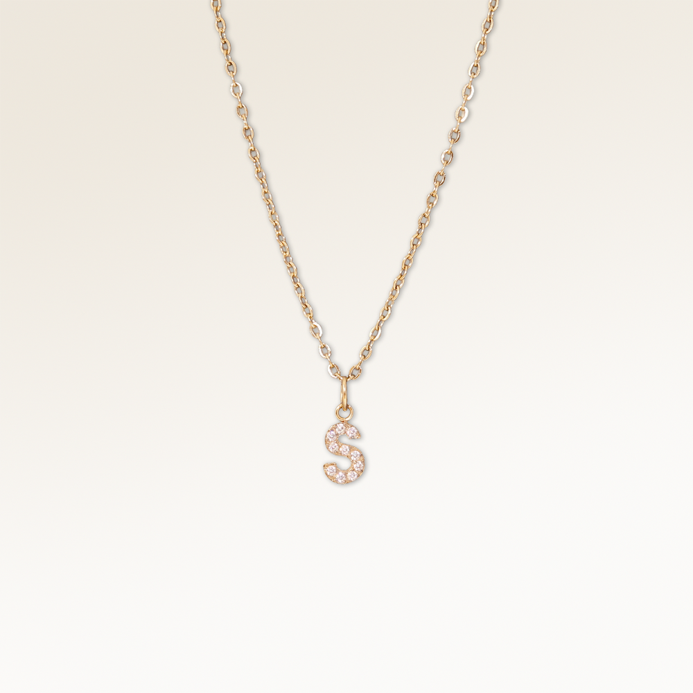 Collier Lettre avec Zircons (Or)