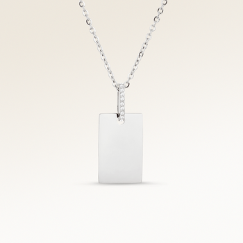 Circle Necklace with Zirconia - Engraving (Silver)