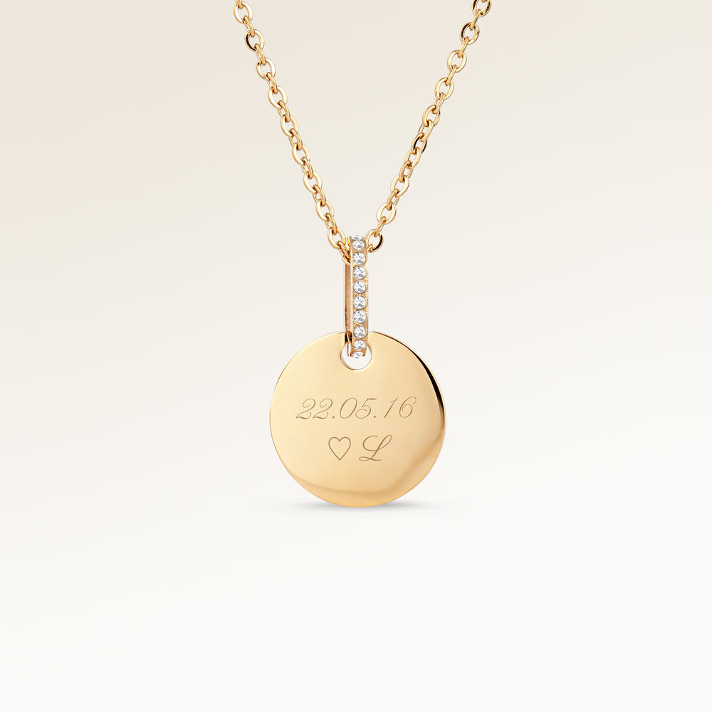 Collier Rond avec Zircons - Gravure (Or)