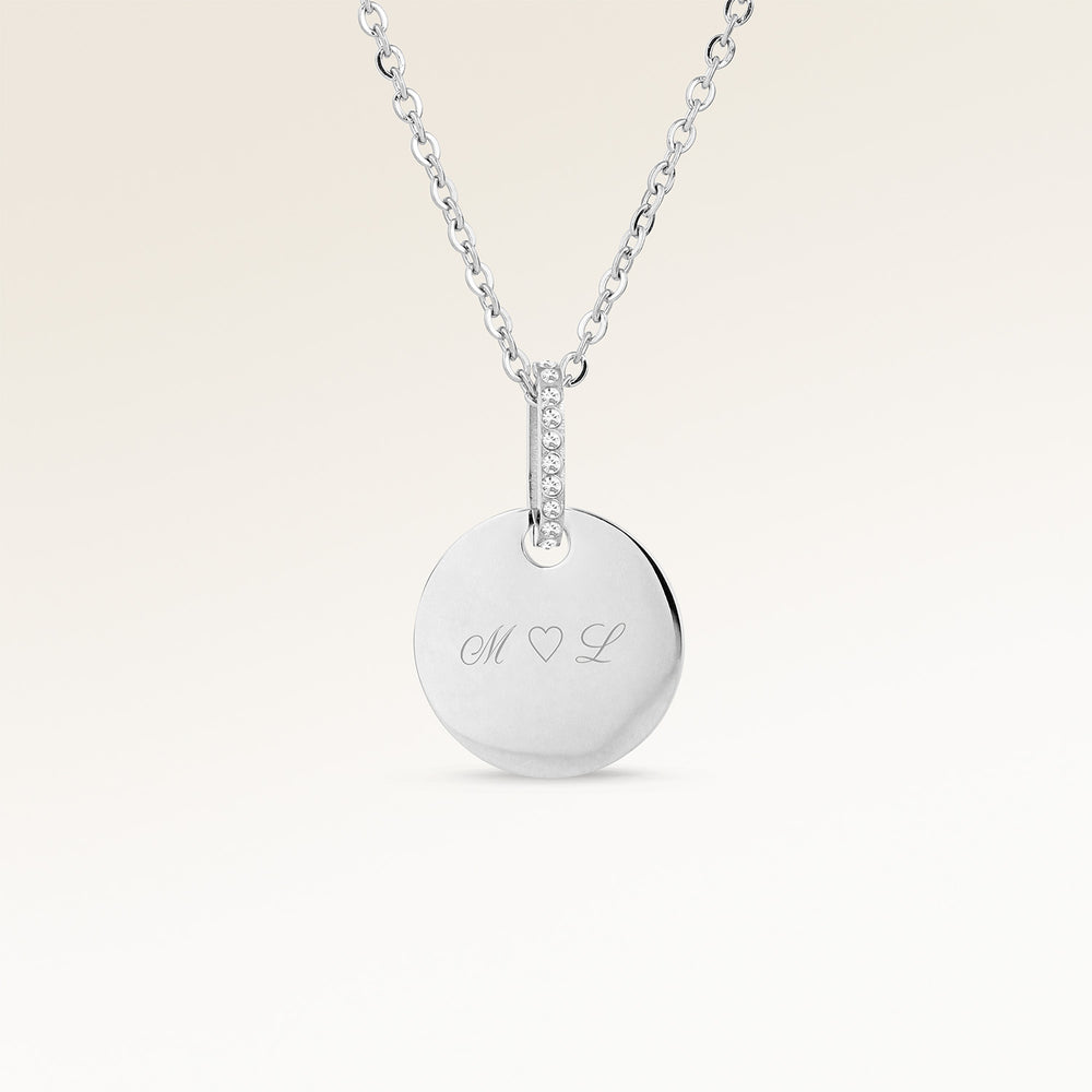 Circle Necklace with Zirconia - Engraving (Silver)