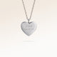 Collier cœur personnalisé en argent avec espace pour gravure de texte, coordonnées ou écriture manuscrite sur le devant et au dos