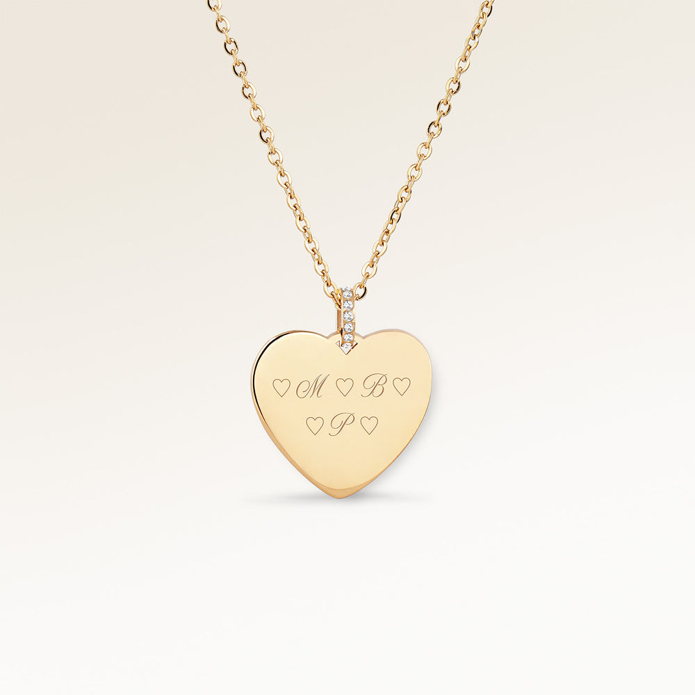 Collier Cœur avec Zircons – Gravure (Or)