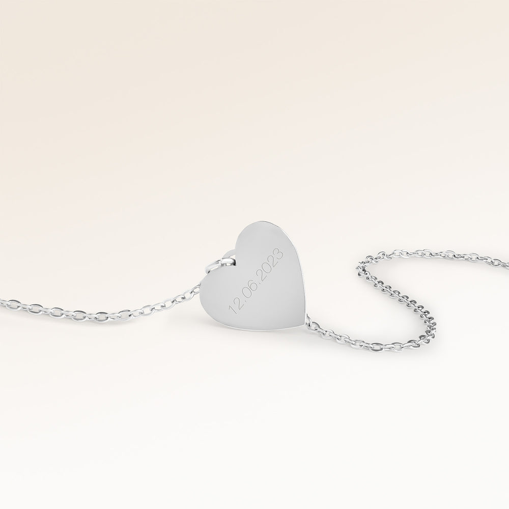 Collier Cœur Vagues de l’Océan – Gravure (Argent)