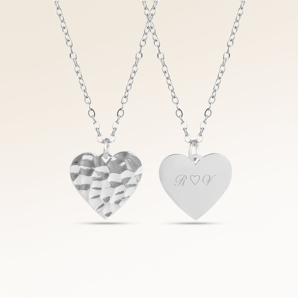Collier Cœur Vagues de l’Océan – Gravure (Argent)
