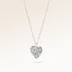Heart-shaped silver necklace with rippled wave surface side view, space for engraving on back