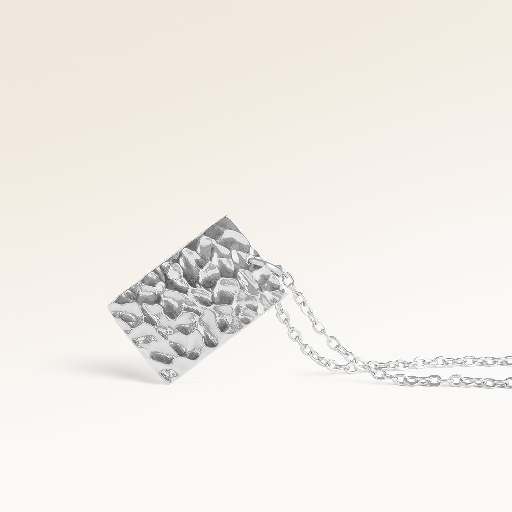Collier Carré Vagues de l’Océan – Gravure (Argent)