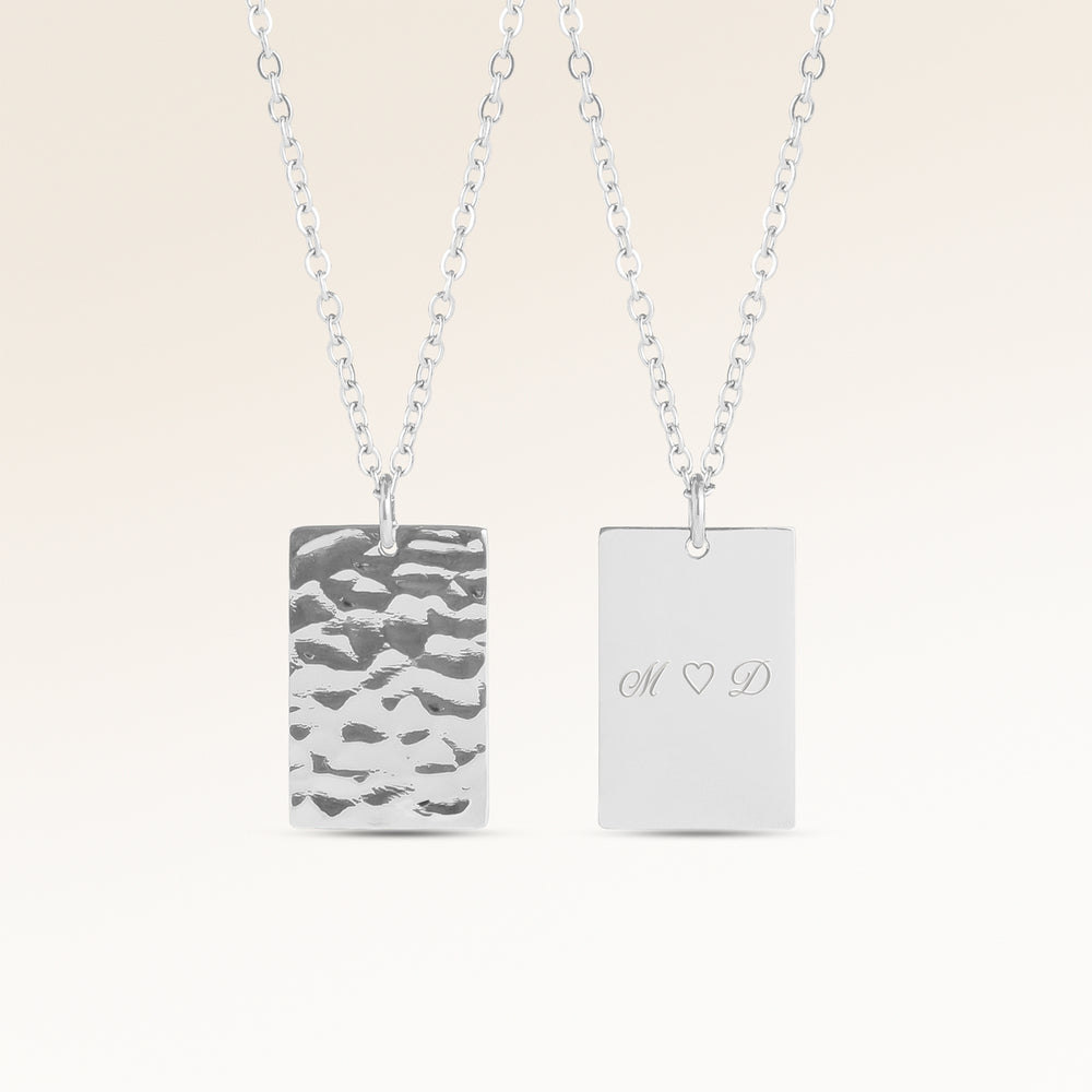 Collier Carré Vagues de l’Océan – Gravure (Argent)