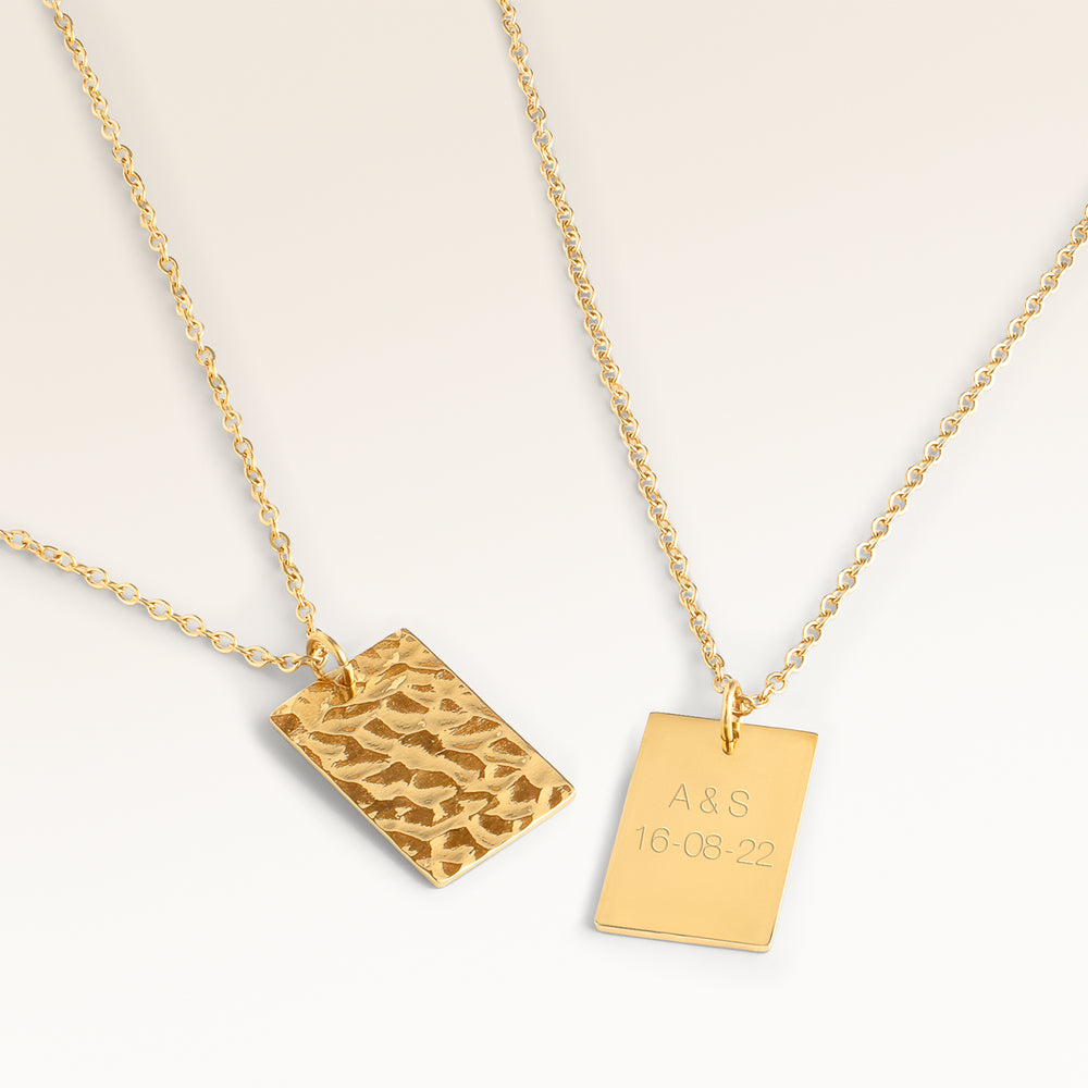 Collier Carré Vagues de l’Océan – Gravure (Or)