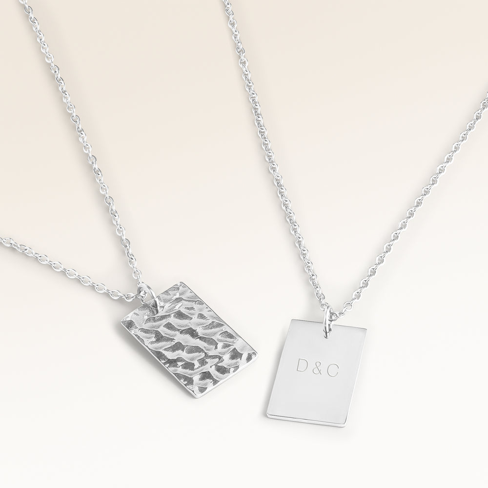 Collier Carré Vagues de l’Océan – Gravure (Argent)