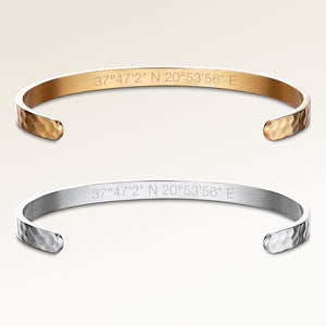 Friendship bracelets, pair of two bangle bracelets in gold and silver with personalized engraving, from Mon Chou