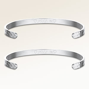 Friendship bracelets, pair of two bangle bracelets in silver with personalized engraving, from Mon Chou
