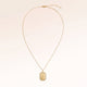 Collier octogonal en or avec zircons blancs entièrement déplié, avec une fine chaîne en or réglable et un pendentif octogonal à graver