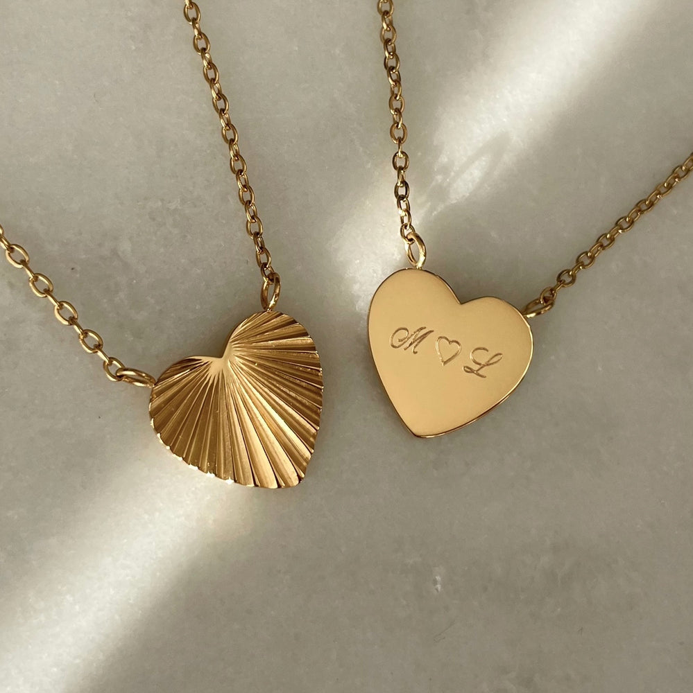 Soleil Heart-Shaped Necklace - Engraving (Gold)